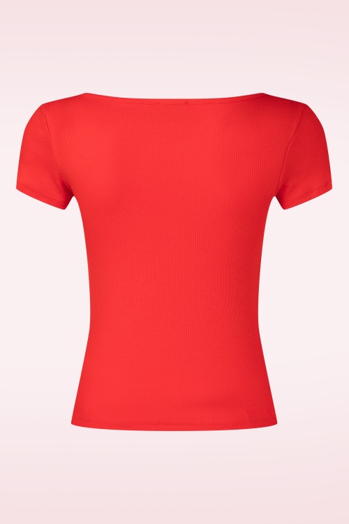 Mademoiselle YéYé - Frame Game katoenmix t-shirt in felrood 3