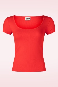 Mademoiselle YéYé - Frame Game katoenmix t-shirt in felrood