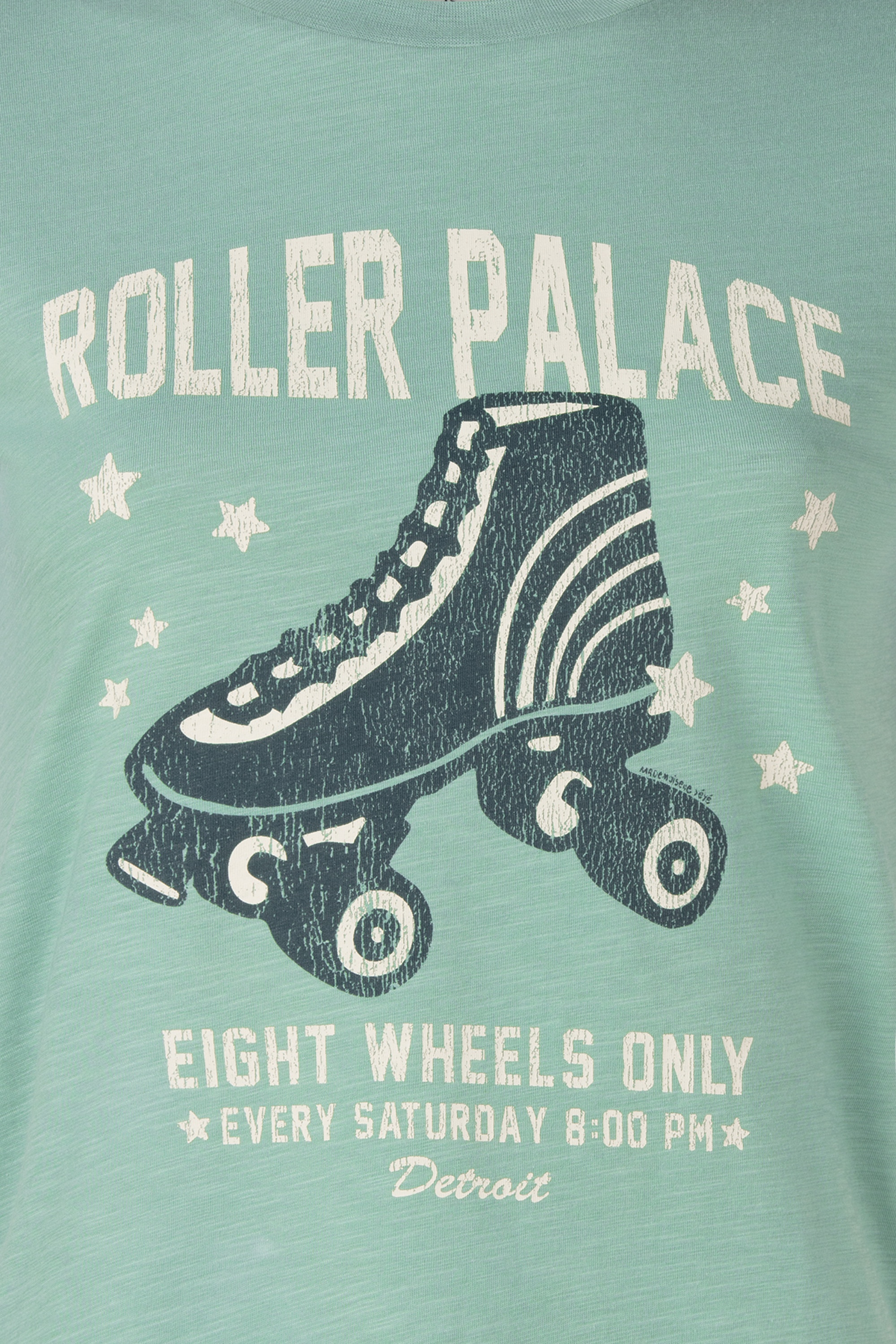 Mademoiselle YéYé - Roller Palace katoenen t-shirt in ijzig groen 2