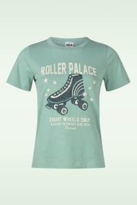Mademoiselle YéYé - Roller Palace katoenen t-shirt in ijzig groen