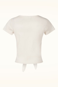 Mademoiselle YéYé - Floral Sky Daisies katoenen top in gebroken wit 3