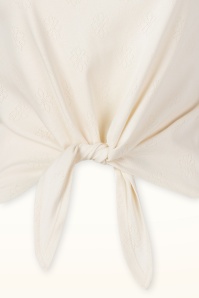 Mademoiselle YéYé - Floral Sky Daisies katoenen top in gebroken wit 2