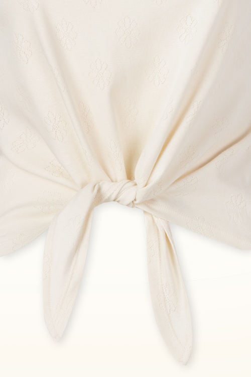 Mademoiselle YéYé - Floral Sky Daisies katoenen top in gebroken wit 2