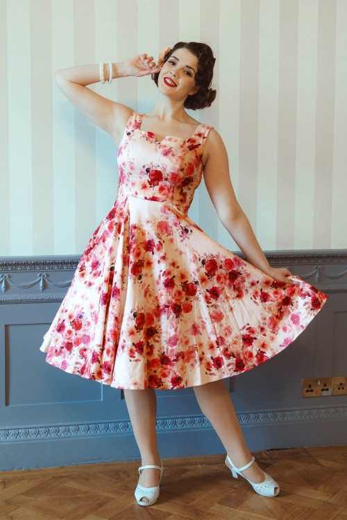 Hearts & Roses - Scarlett Bloom swing jurk in roze
