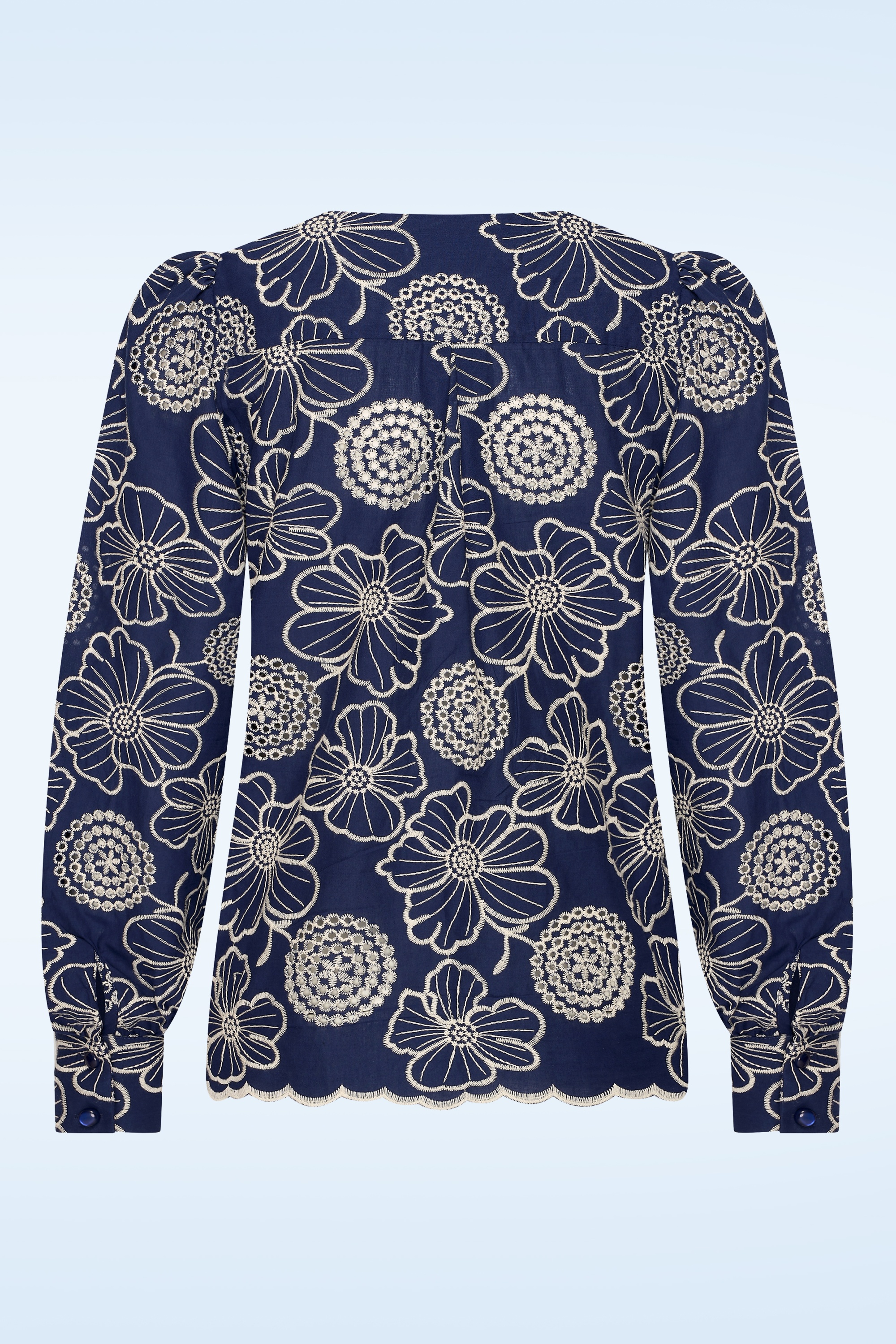 Very Cherry - Celia Calina katoenen broderie blouse in marineblauw 3
