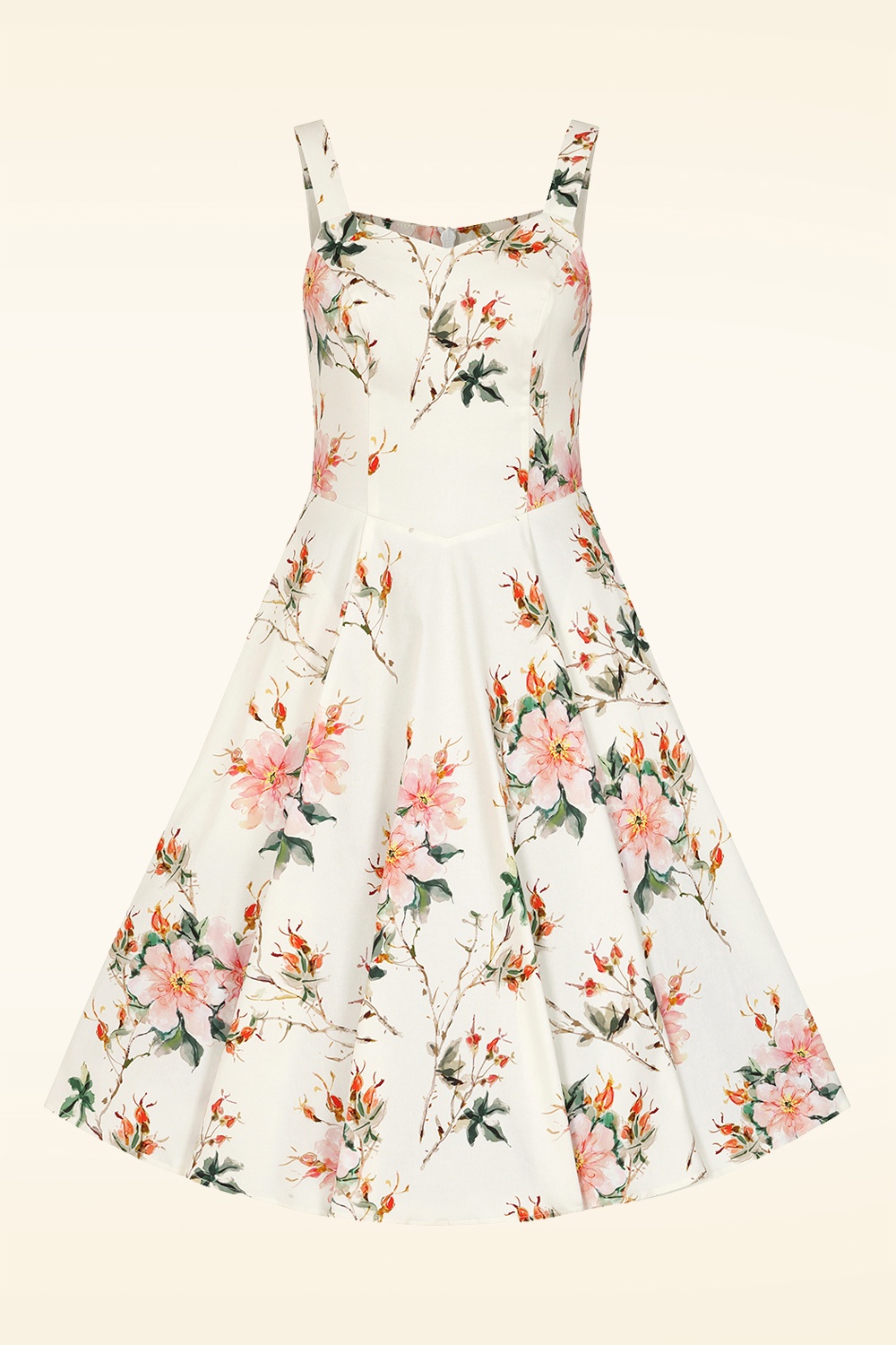 Hearts & Roses - Spring Petal swing jurk in ivoor en multi 2