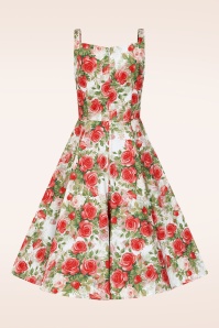 Hearts & Roses - Rosewood Romance swing jurk in wit 5