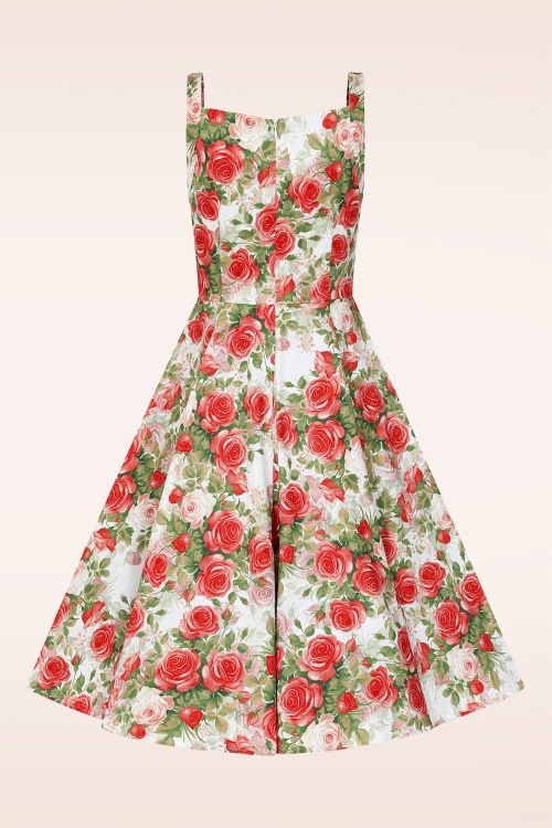 Hearts & Roses - Rosewood Romance swing jurk in wit 5