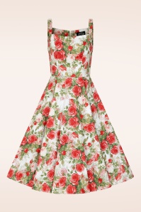 Hearts & Roses - Rosewood Romance swing jurk in wit 2