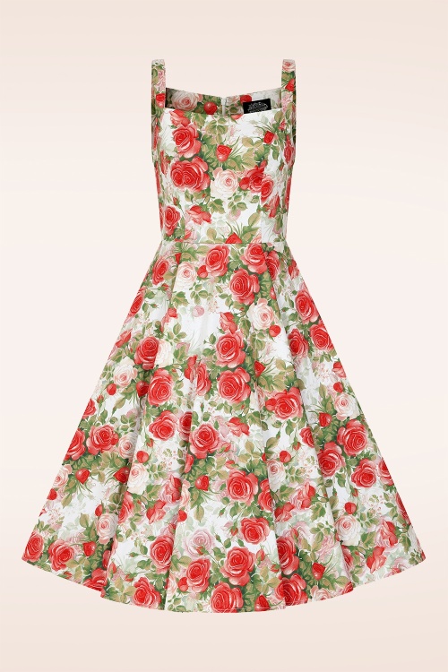 Hearts & Roses - Rosewood Romance swing jurk in wit 2