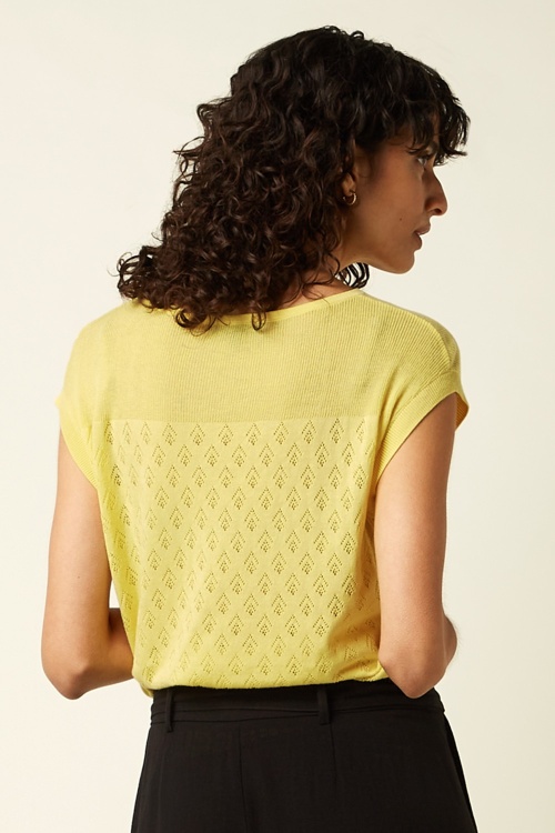 King Louie - Lina Mateo gebreide top in geelcrème 5