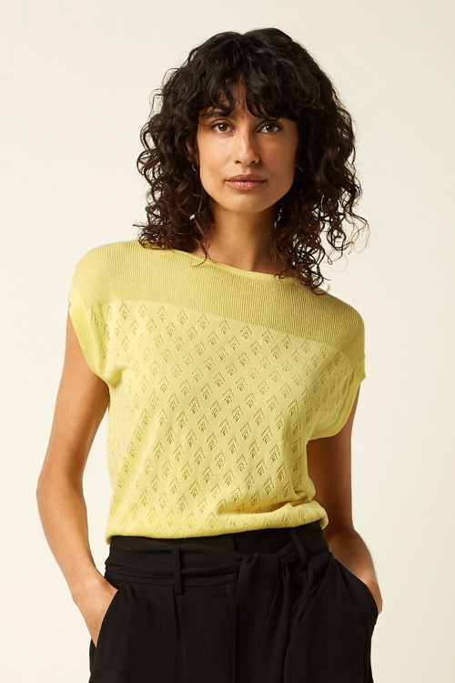 King Louie - Lina Mateo gebreide top in geelcrème