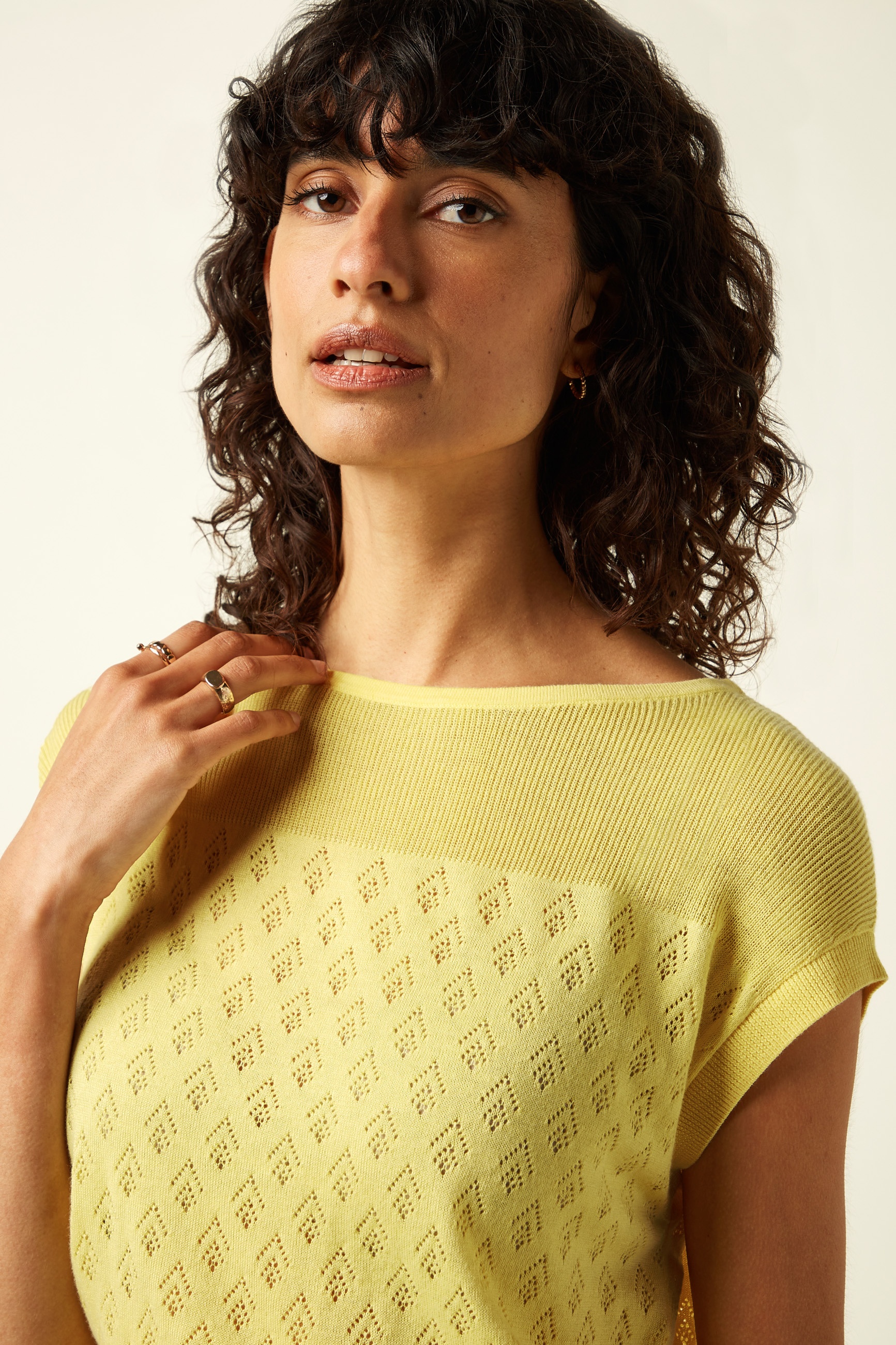 King Louie - Lina Mateo gebreide top in geelcrème 3