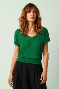 King Louie - Mateo Knit Double V top in groen