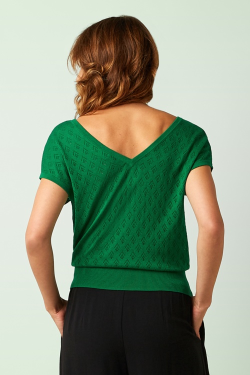 King Louie - Mateo Knit Double V top in groen 3