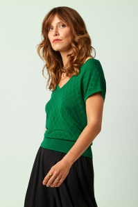 King Louie - Mateo Knit Double V top in groen 4