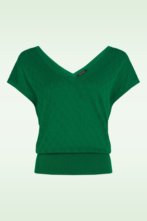 King Louie - Mateo Knit Double V top in groen 2