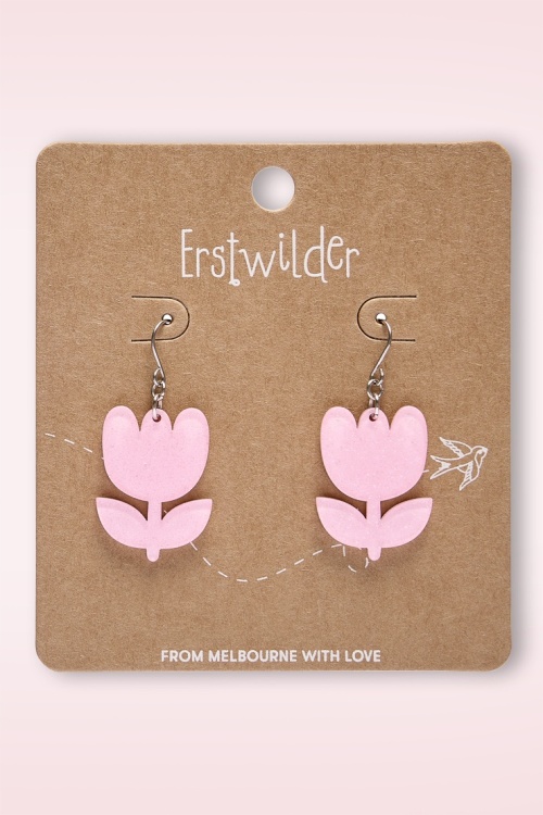 Erstwilder - Tulip oorbellen in roze 2