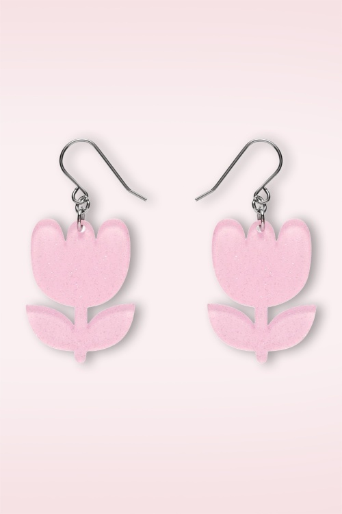 Erstwilder - Tulip oorbellen in roze