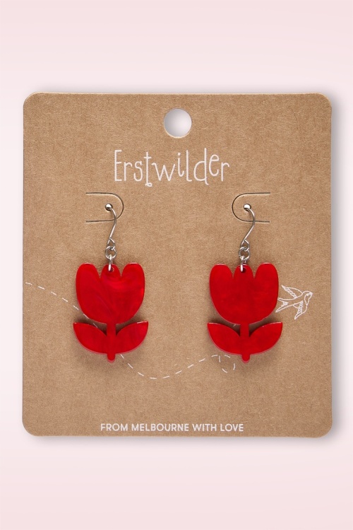 Erstwilder - Tulip oorbellen in rood 2