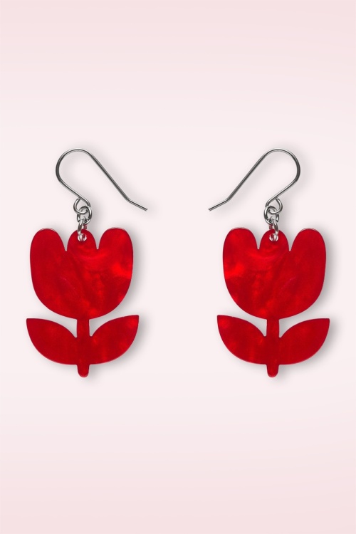 Erstwilder - Tulip oorbellen in rood