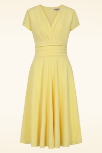 Vintage Chic for Topvintage - Topvintage exclusive ~ Esmeralda swing jurk in citroengeel