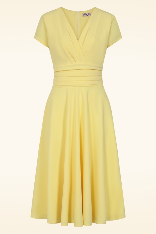 Vintage Chic for Topvintage - Topvintage exclusive ~ Esmeralda swing jurk in citroengeel