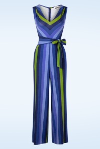 Mademoiselle YéYé - Paris O'Clock  gestreepte jumpsuit in blauw