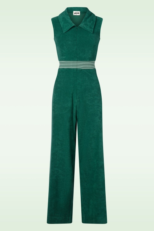 Mademoiselle YéYé - Funky Loop jumpsuit in regenwoud groen