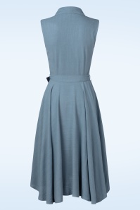 Very Cherry - Nova linnen swing jurk in dusty blauw 3