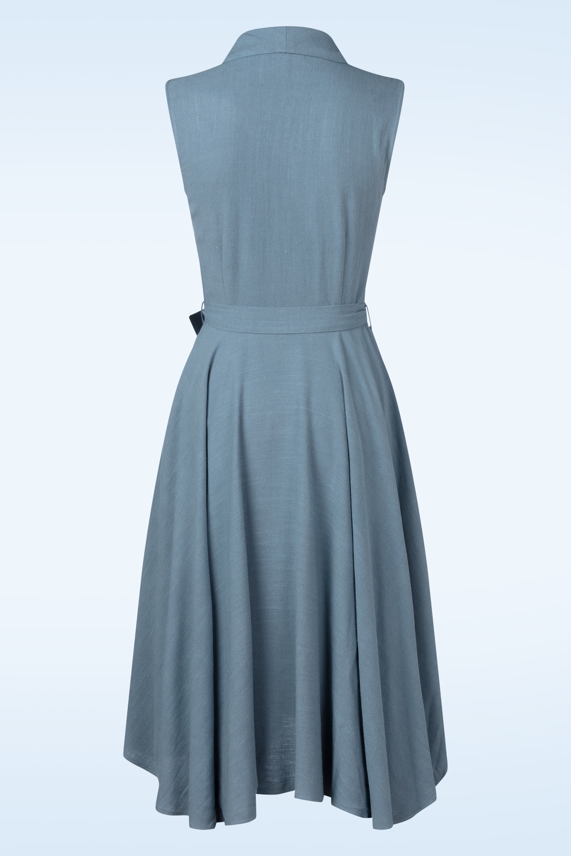 Very Cherry - Nova linnen swing jurk in dusty blauw 3