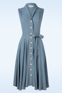 Very Cherry - Nova linnen swing jurk in dusty blauw
