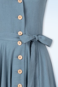 Very Cherry - Nova linnen swing jurk in dusty blauw 2