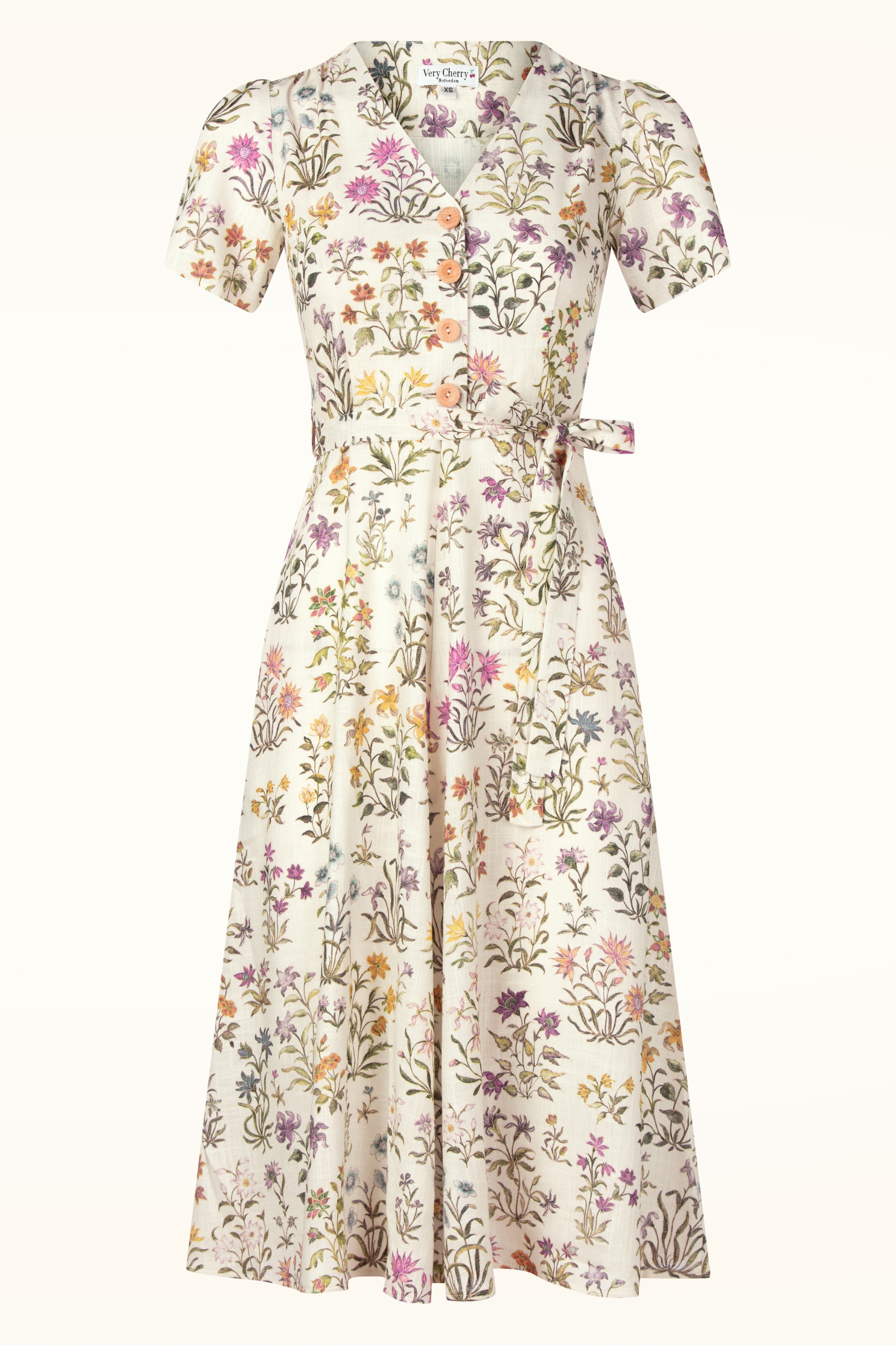 Very Cherry - Topvintage Exclusive ~ Magnolia linnen jurk in Cottage Field 