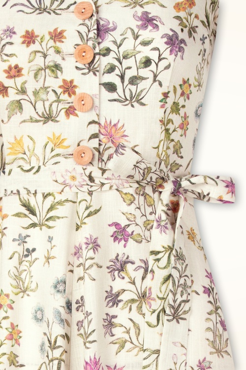 Very Cherry - Topvintage Exclusive ~ Magnolia linnen jurk in Cottage Field  2