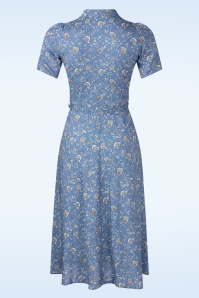 Very Cherry - Revers Antibes midi jurk in blauw 3