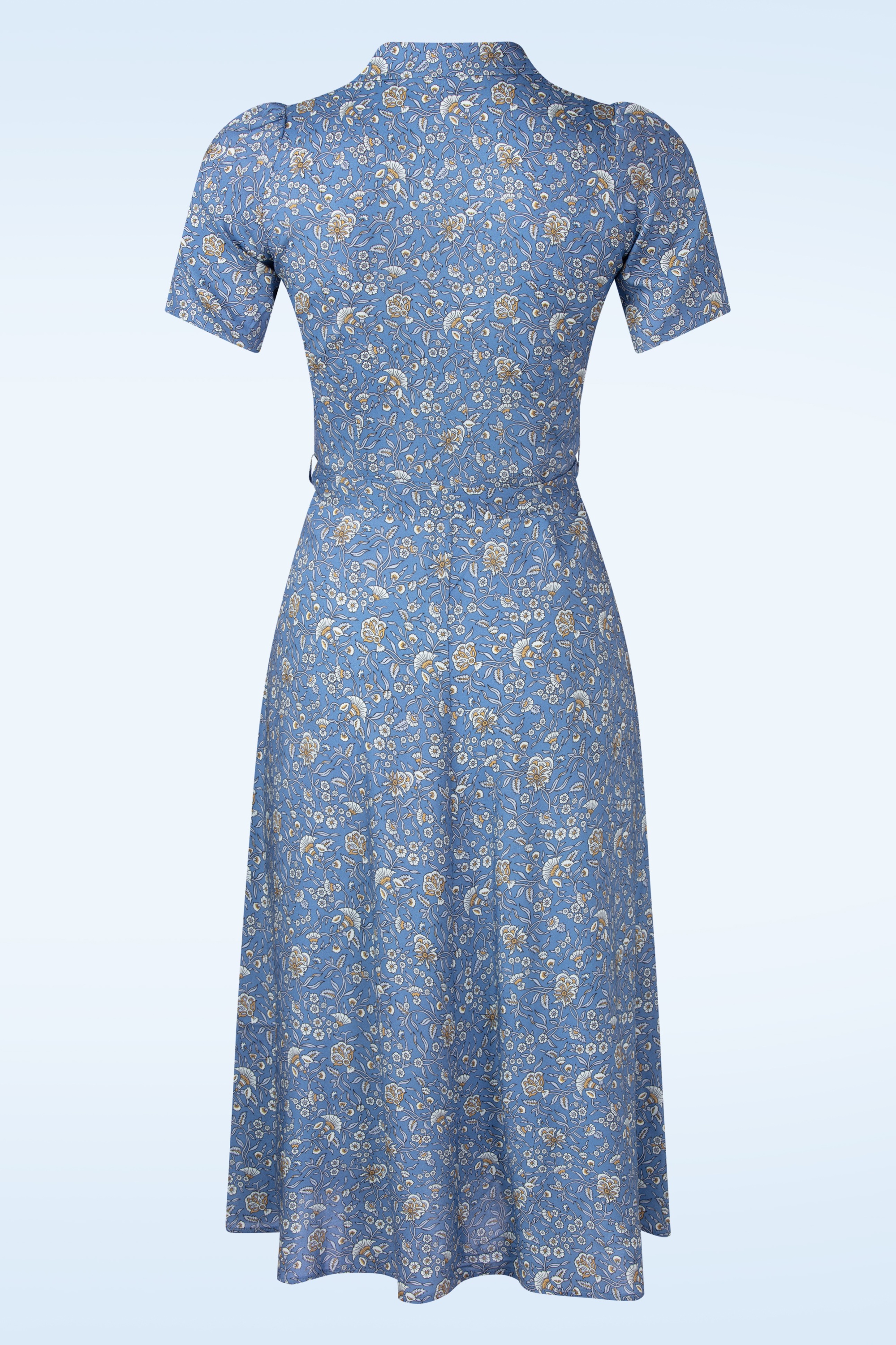 Very Cherry - Revers Antibes midi jurk in blauw 3