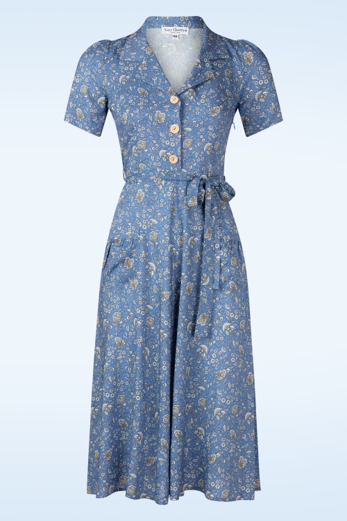 Very Cherry - Revers Striped linnen midi jurk in olijfgroen