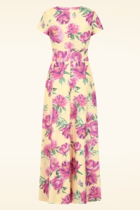 Vintage Chic for Topvintage - Topvintage exclusive ~ Rinda Floral maxi jurk in botergeel een roze 3