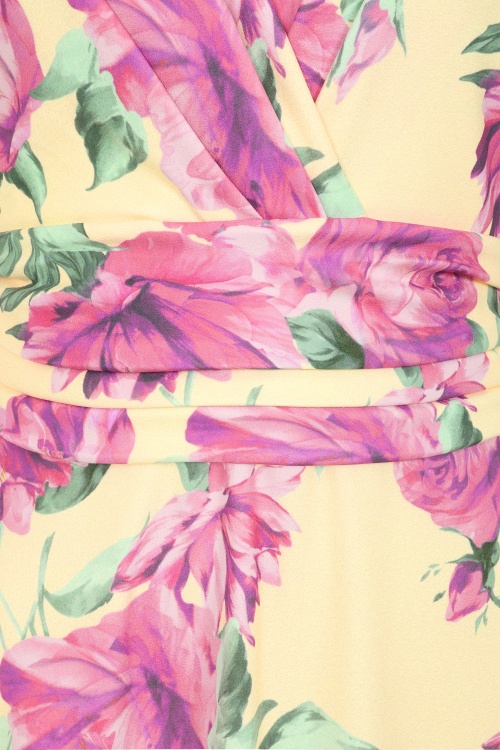 Vintage Chic for Topvintage - Topvintage exclusive ~ Rinda Floral maxi jurk in botergeel een roze 2