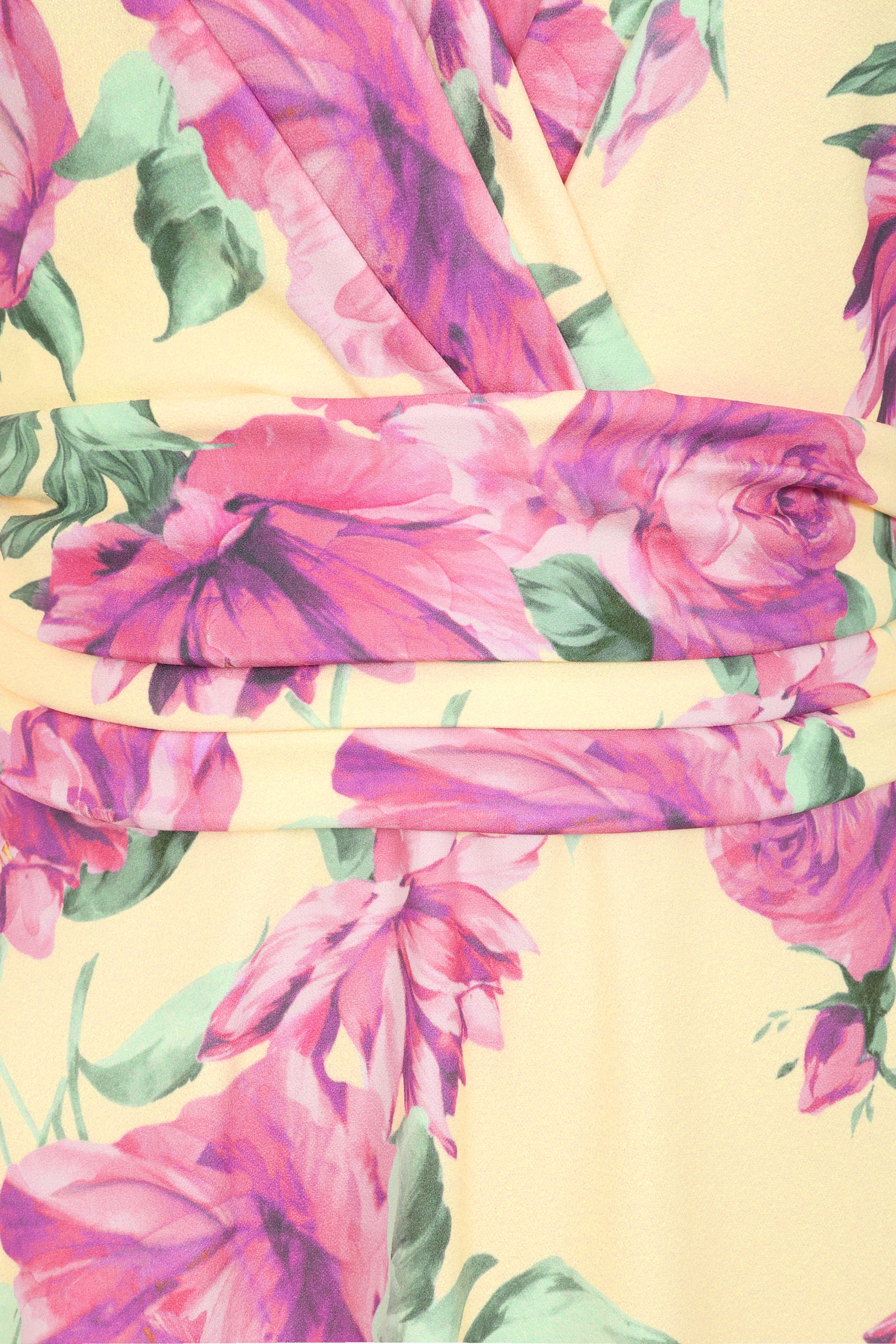 Vintage Chic for Topvintage - Topvintage exclusive ~ Rinda Floral maxi jurk in botergeel een roze 2