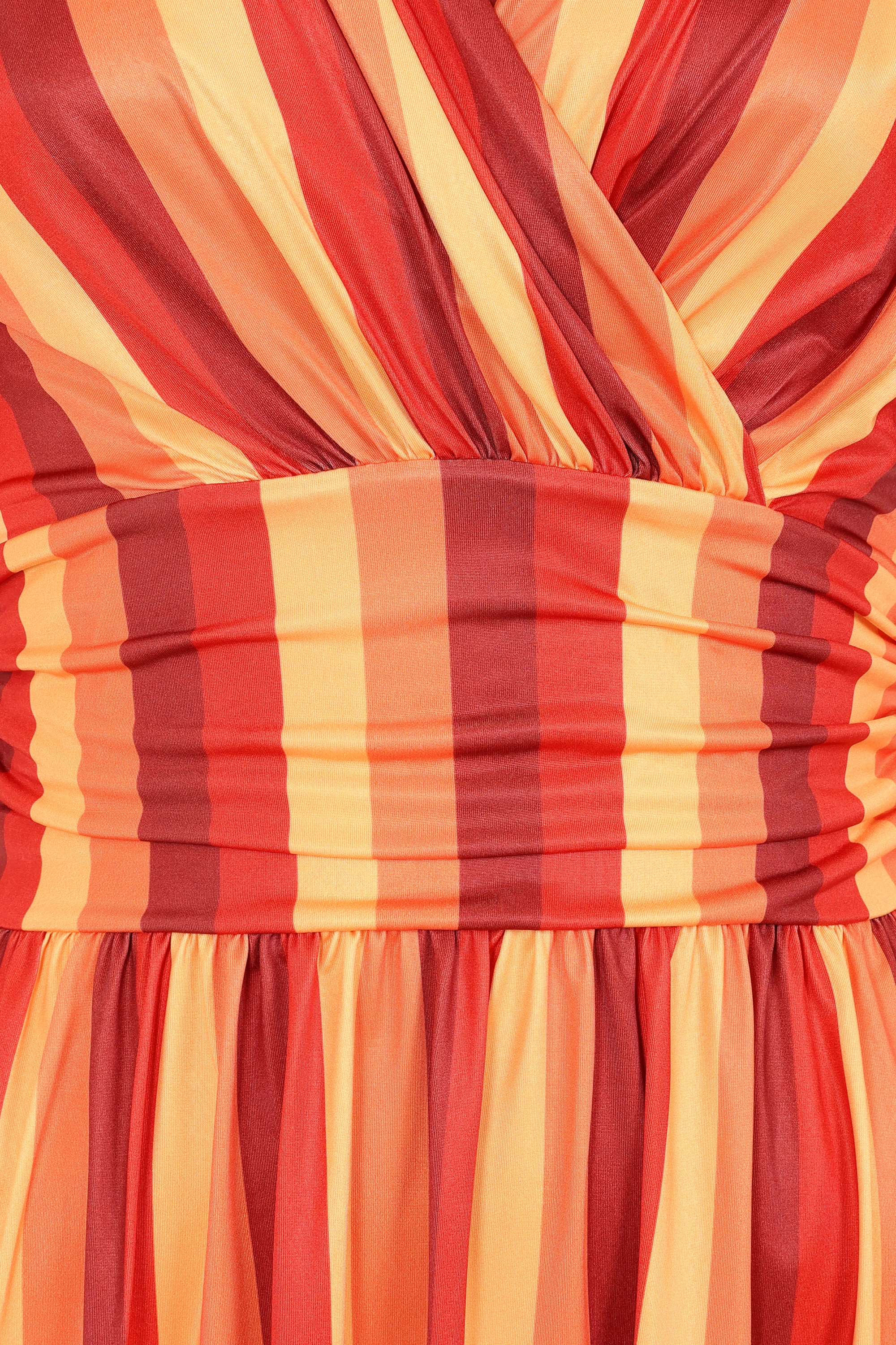 Vintage Chic for Topvintage - Topvintage Exclusive ~ Sadie Stripes swing jurk in rood en oranje 3