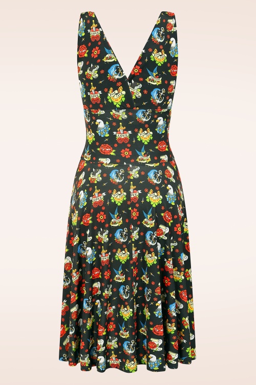 Vintage Chic for Topvintage - Topvintage exclusive ~ Grecian tattoo jurk in zwart en multi 2