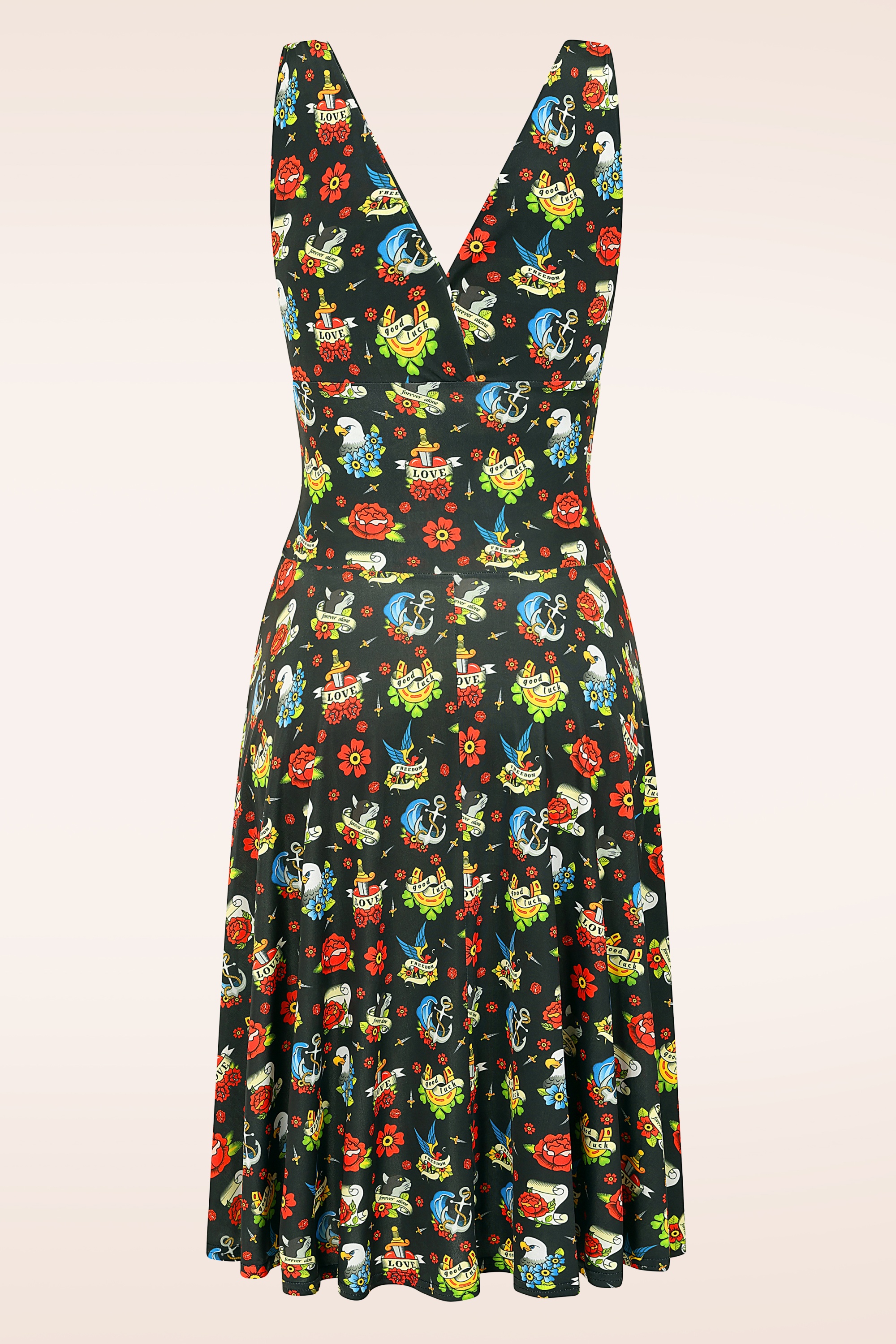 Vintage Chic for Topvintage - Topvintage exclusive ~ Grecian tattoo jurk in zwart en multi 2