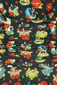 Vintage Chic for Topvintage - Topvintage exclusive ~ Grecian tattoo jurk in zwart en multi 3