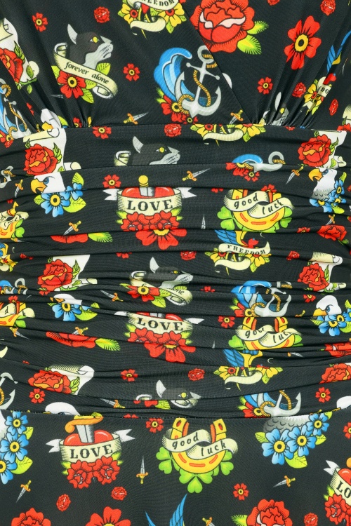 Vintage Chic for Topvintage - Topvintage exclusive ~ Grecian tattoo jurk in zwart en multi 3