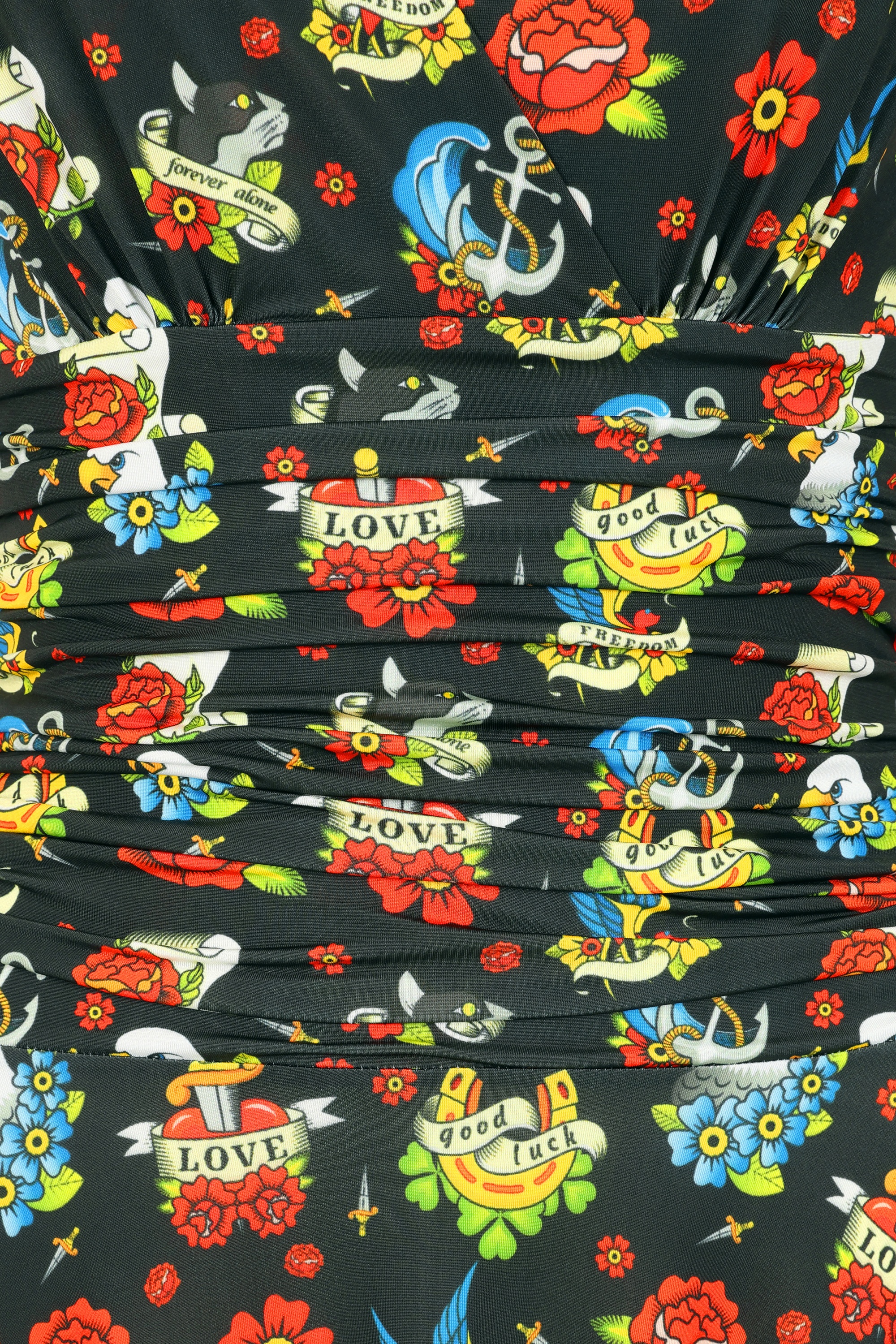 Vintage Chic for Topvintage - Topvintage exclusive ~ Grecian tattoo jurk in zwart en multi 3