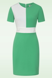Vintage Chic for Topvintage - Topvintage exclusive ~ Swinging Sprout jurk in wit en groen