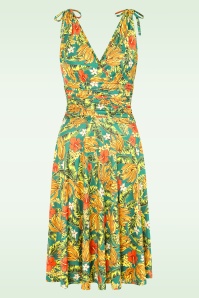 Vintage Chic for Topvintage - Topvintage exclusive ~ Grecian tropical jurk in groen en geel