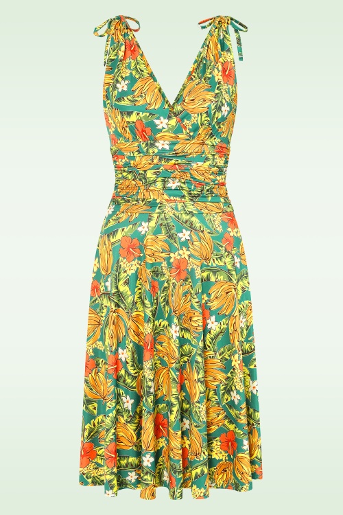 Vintage Chic for Topvintage - Topvintage exclusive ~ Grecian tropical jurk in groen en geel